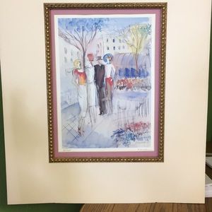 M. Leader watercolor painting in mat